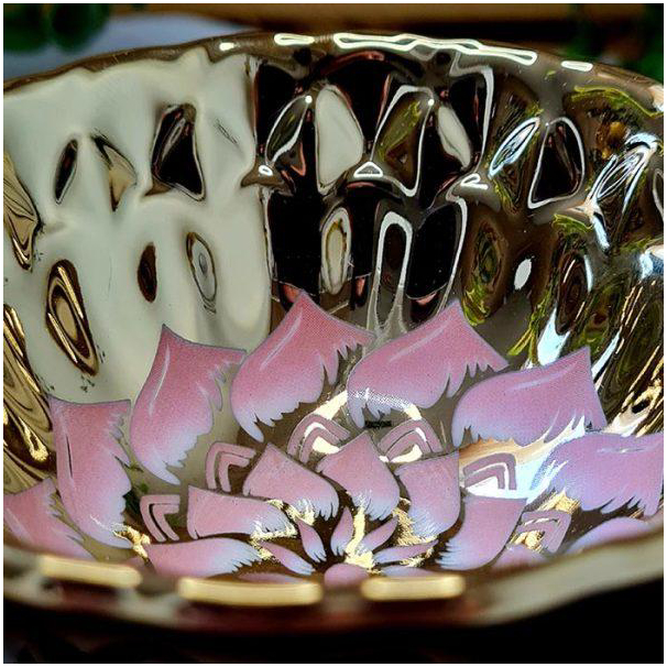 Майстер-чаша Піч Фейюе 150 мл з глини Цзяньчжань з золотистою глазур'ю для чайної церемонії «Квіти трансформації»