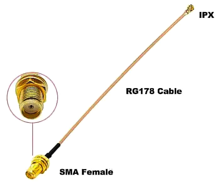 Кабель TRX IPX RG178 U.FL-SMA кутове гніздо 10 см для Wi-Fi, GPS, Bluetooth