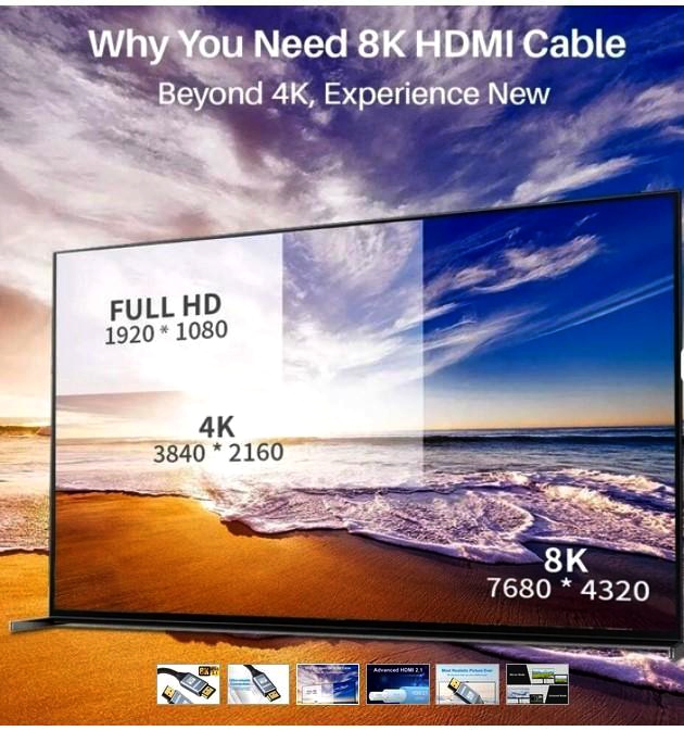 Кабель HDMI 2.1 8K, 1м, HDMIS2.1-8K-MM-01, штекер A, підтримка eARC, VRR, Dolby Vision