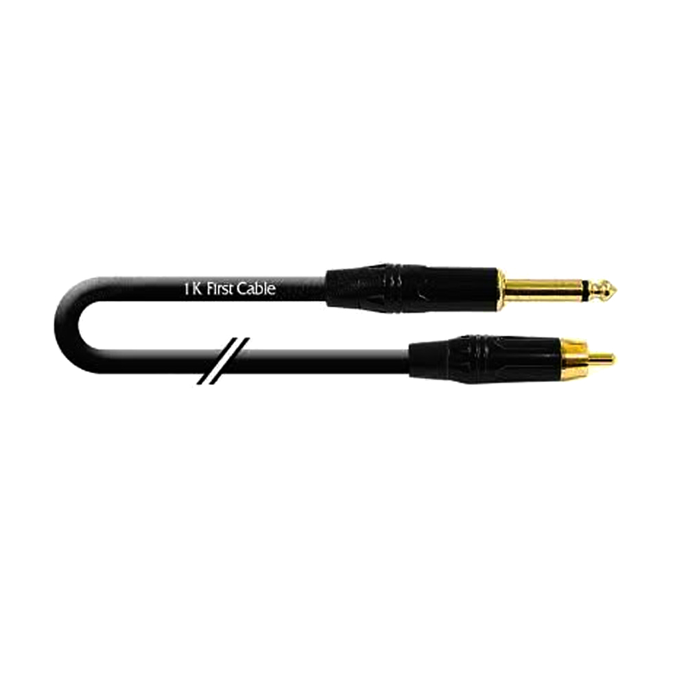 Кабель First Cable 0.5 м RCA - Jack 6.3 мм моно, несиметричний аудіоперехідник, чорний