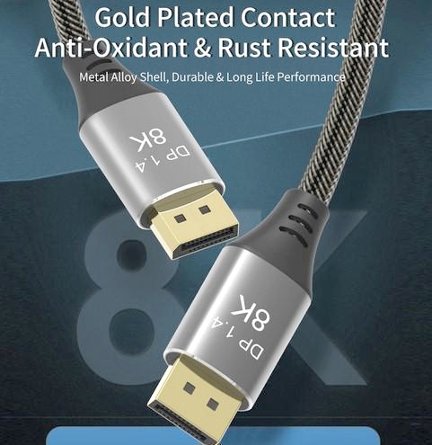 Кабель DisplayPort 1.4, 5м, 32.4 Гбіт/с, 8K, мідь, штекер-штекер, гнучкий, HDCP 2.2