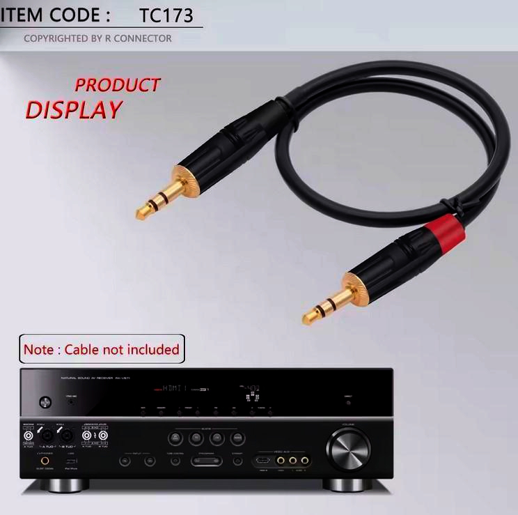 Jack 3.5мм стерео штекер TC173-B, чорний, I-Taki (Південна Корея), позолота, аудіокабель