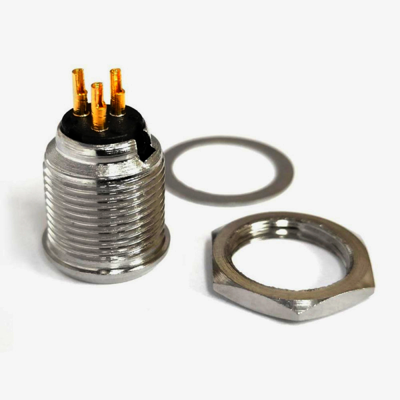 Панельний роз'єм mini XLR SA108-3P (батько) 3 контакта, латунь, нікель, MOCO