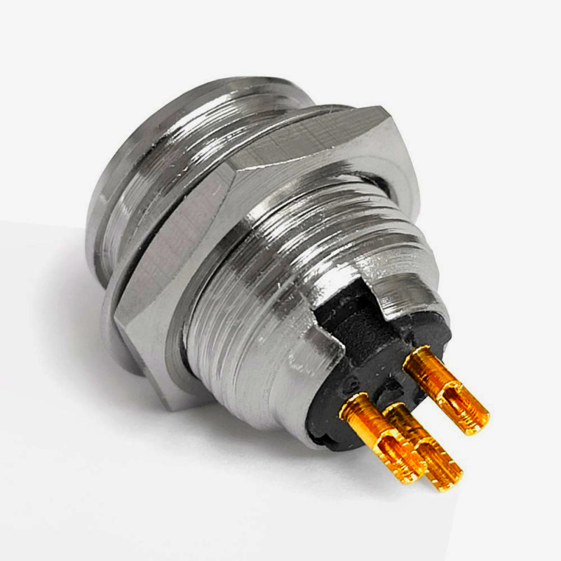 Панельний роз'єм mini XLR SA108-3P (батько) 3 контакта, латунь, нікель, MOCO