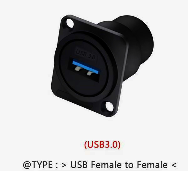 Адаптер USB I-Taki B1007 D-типа гніздо-гніздо, USB 2.0/3.0, цинковий сплав, чорний