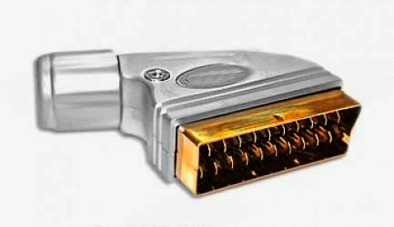 Угловий 90° роз'єм під пайку SCART, 21 контакт, позолота, метал, до 11 мм