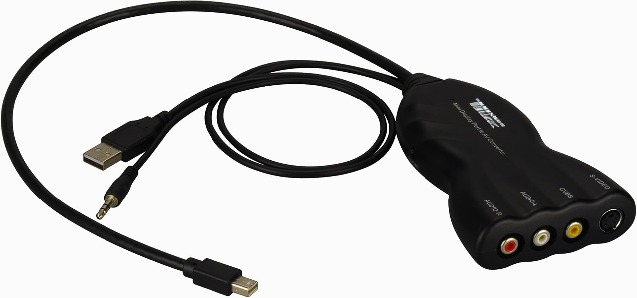 Адаптер Mini DisplayPort в RCA та S-Video, підтримка 1080p, Plug Play для ТВ і проекторів
