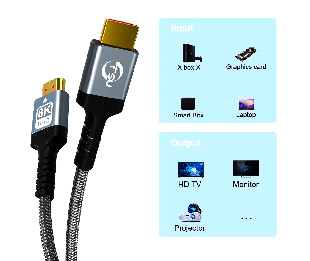 Кабель HDMI 2.1 1м для 8K UltraHD, 48 Гбіт/с, eARC, VRR, Dolby Vision, супер якість!