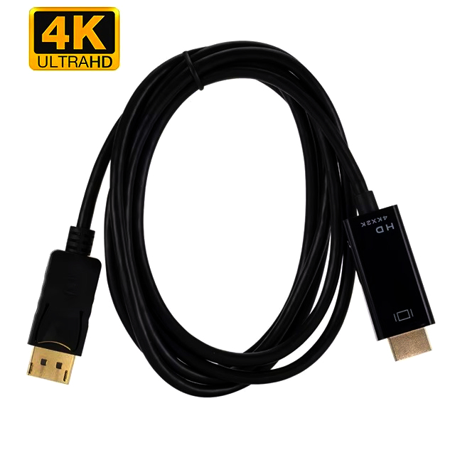 Кабель DisplayPort-HDMI 4K Ultra HD 1.8 м, позолочені контакти, аудіо 7.1/5.1, чорний