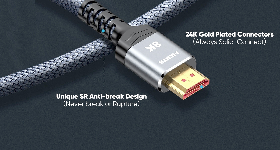 HDMI 2.1 8K 60 Гц, 4K 120 Гц, HDCP 2.3, 2 метри, сумісність з PS5 і ПК, графітовий