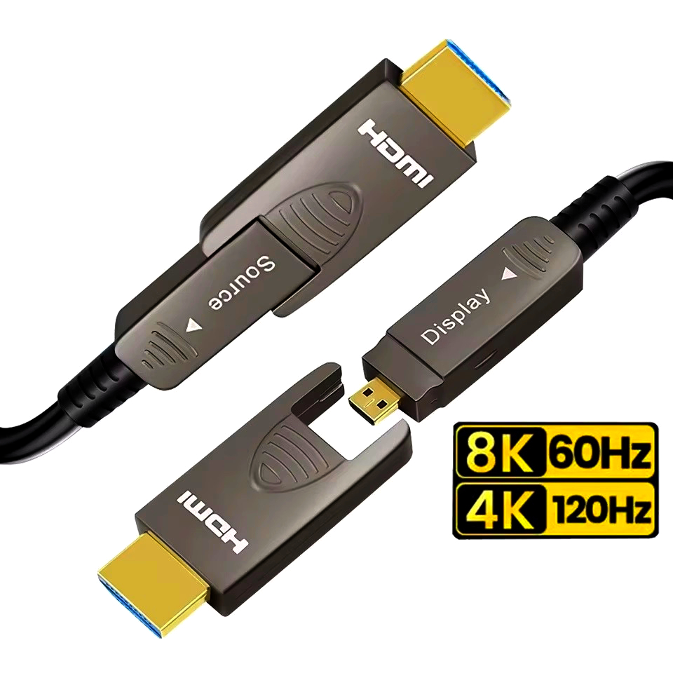 Ультратонкий HDMI 2.1 Type D/A 25м 8K HDR10+ 24K Gold, CL3, чорний – преміум-кабель