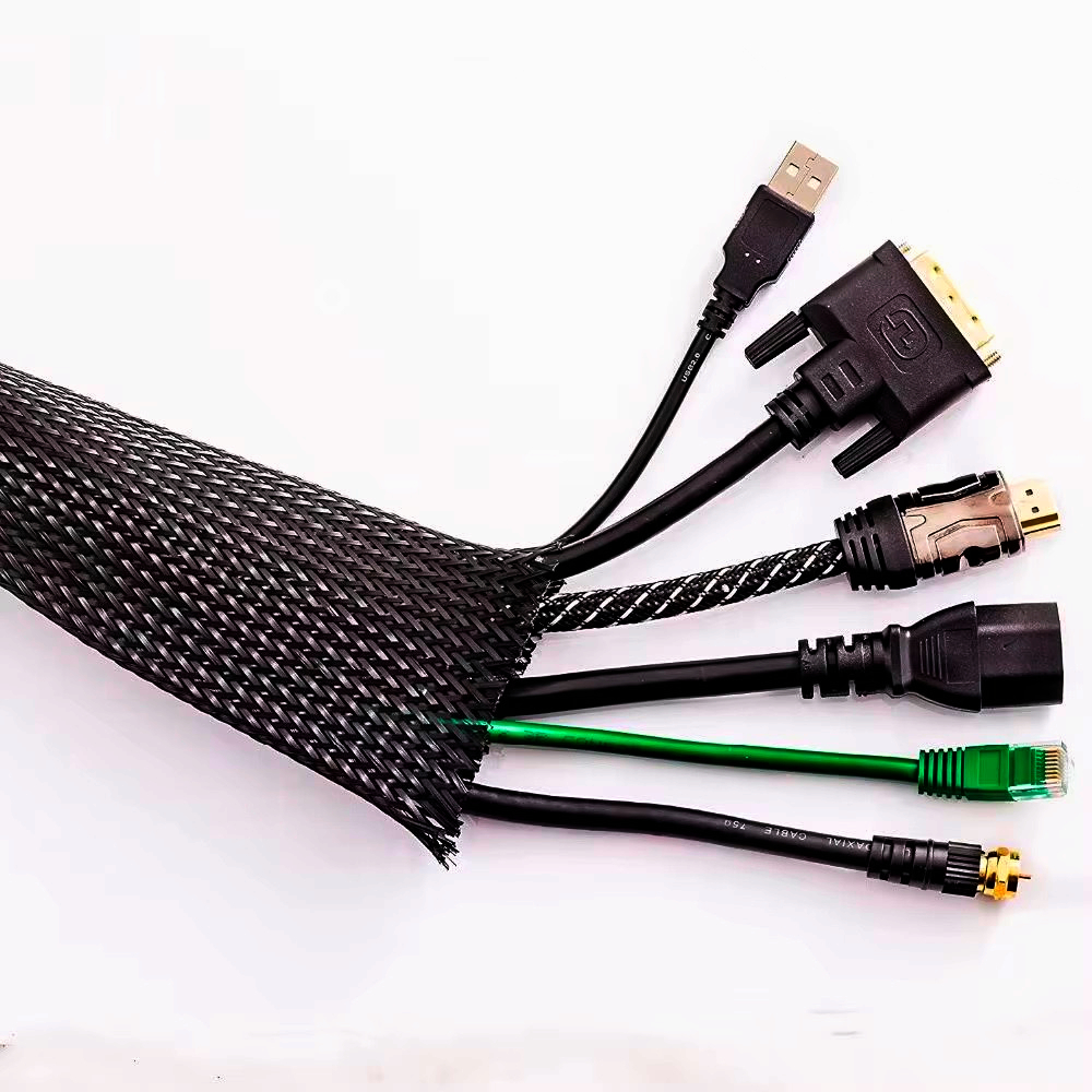 Кабельна оплетка TechFlex 2-6мм чорна 1м, еластична захисна сітка для проводів