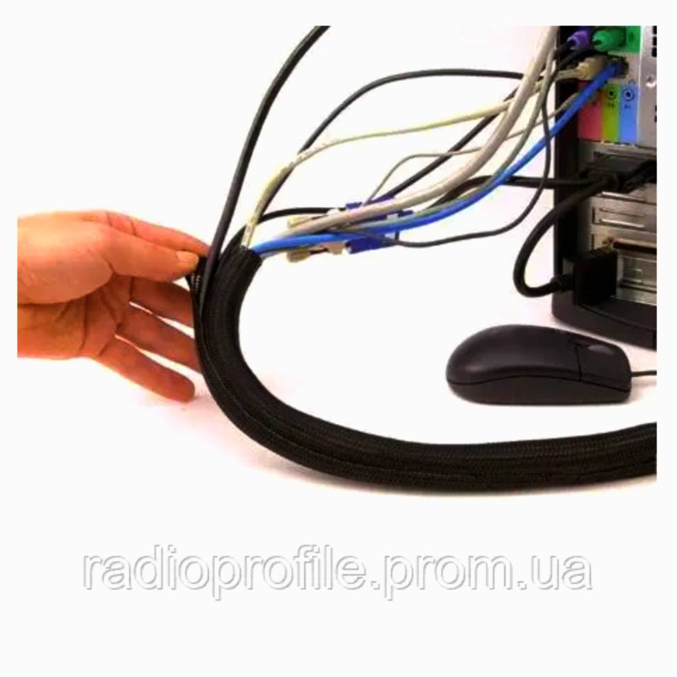 Кабельна оплетка TechFlex FLEXO PET 2-6 мм, чорна, 1 м, захисна для проводів, надійна якість