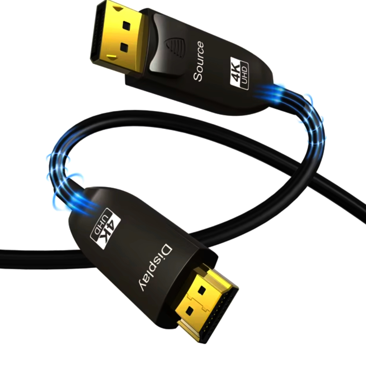 Кабель DP1.2 - HDMI 30м, 4К 60Гц, DisplayPort на HDMI, оптичний, для телевізора і монітора
