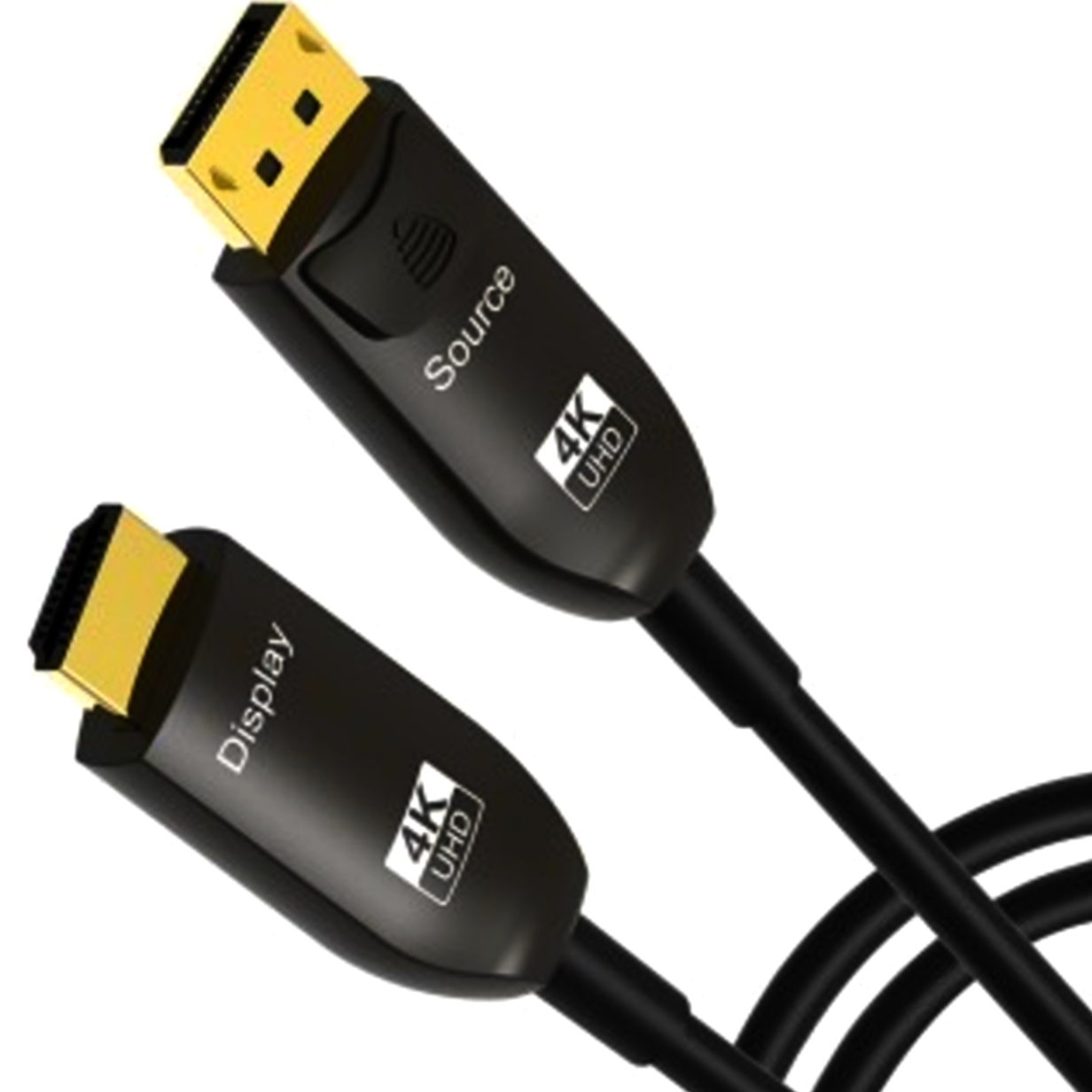 Кабель DP1.2 to HDMI2.0 30м, 4K UltraHD, висока швидкість передачі даних, оптоволоконний, чорний