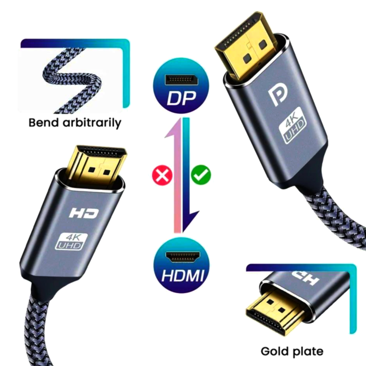 Еластичний HDMI кабель 8K, 2.1, 5 м, HDMIS2.1-8K-MM-05, для моніторів, Оригінал