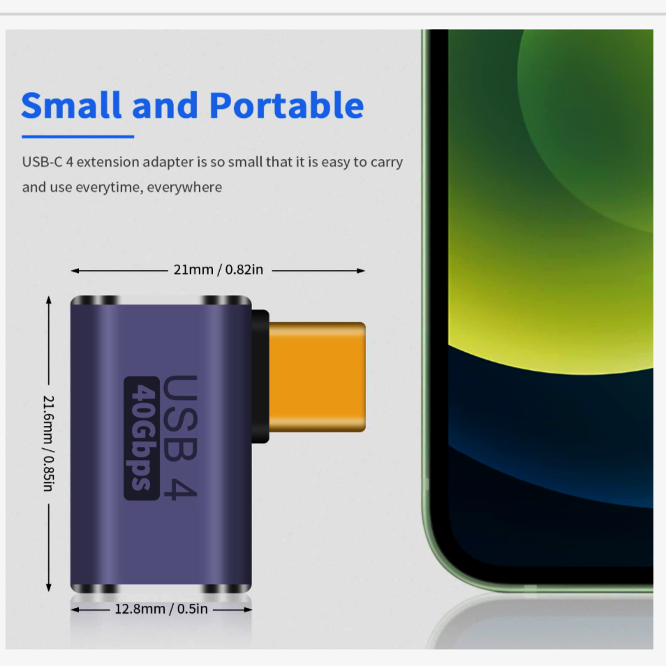 Адаптер USB-C 4.0 ADA-USBC4-AFM, кутовий, міцний, алюмінієвий, довжина 1м, 40 Гбіт/с