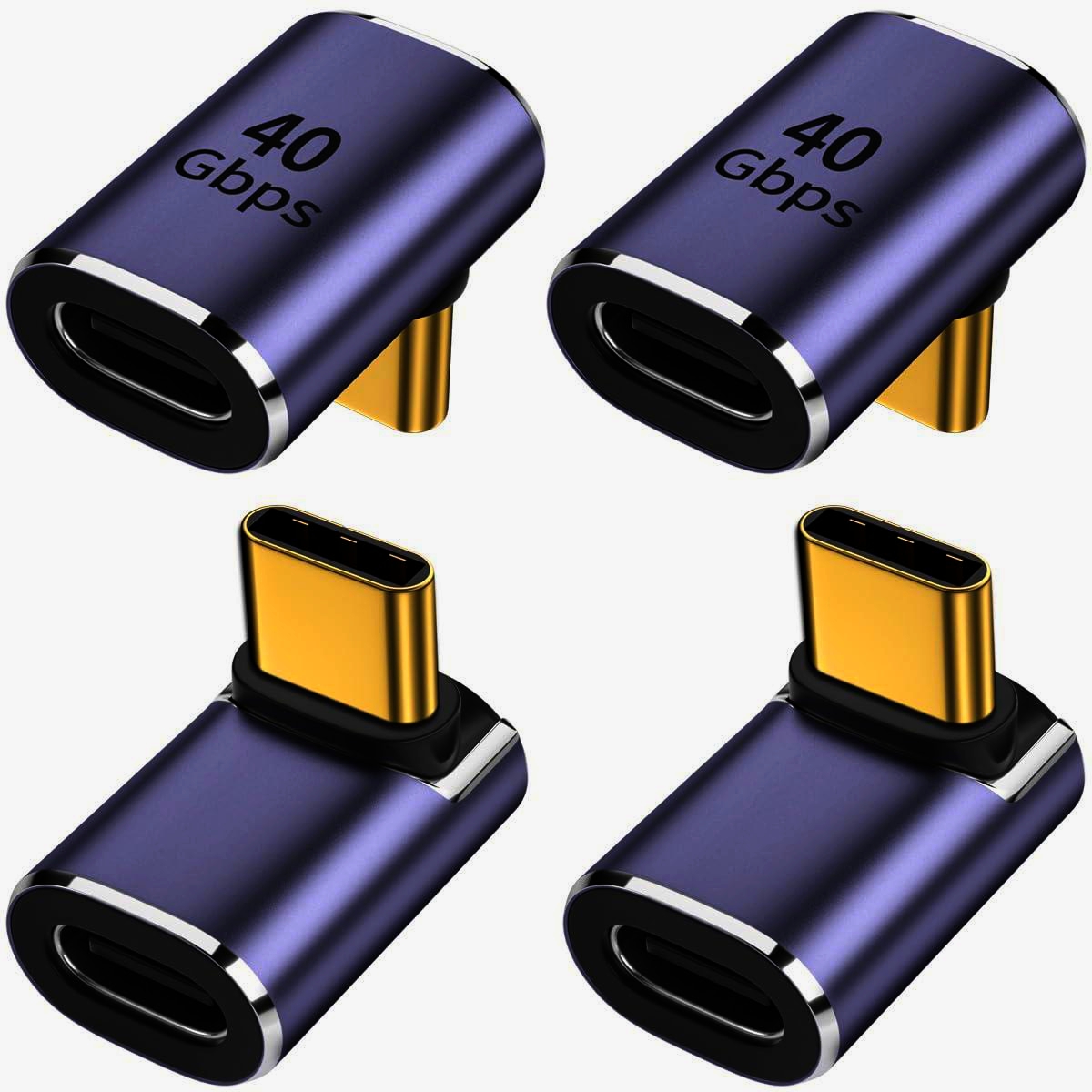 Угловий адаптер USB-C 4.0 I-Taki ADA-USBC4-DFM, позолочений, 40 Гбіт/с, темно-фіолетовий