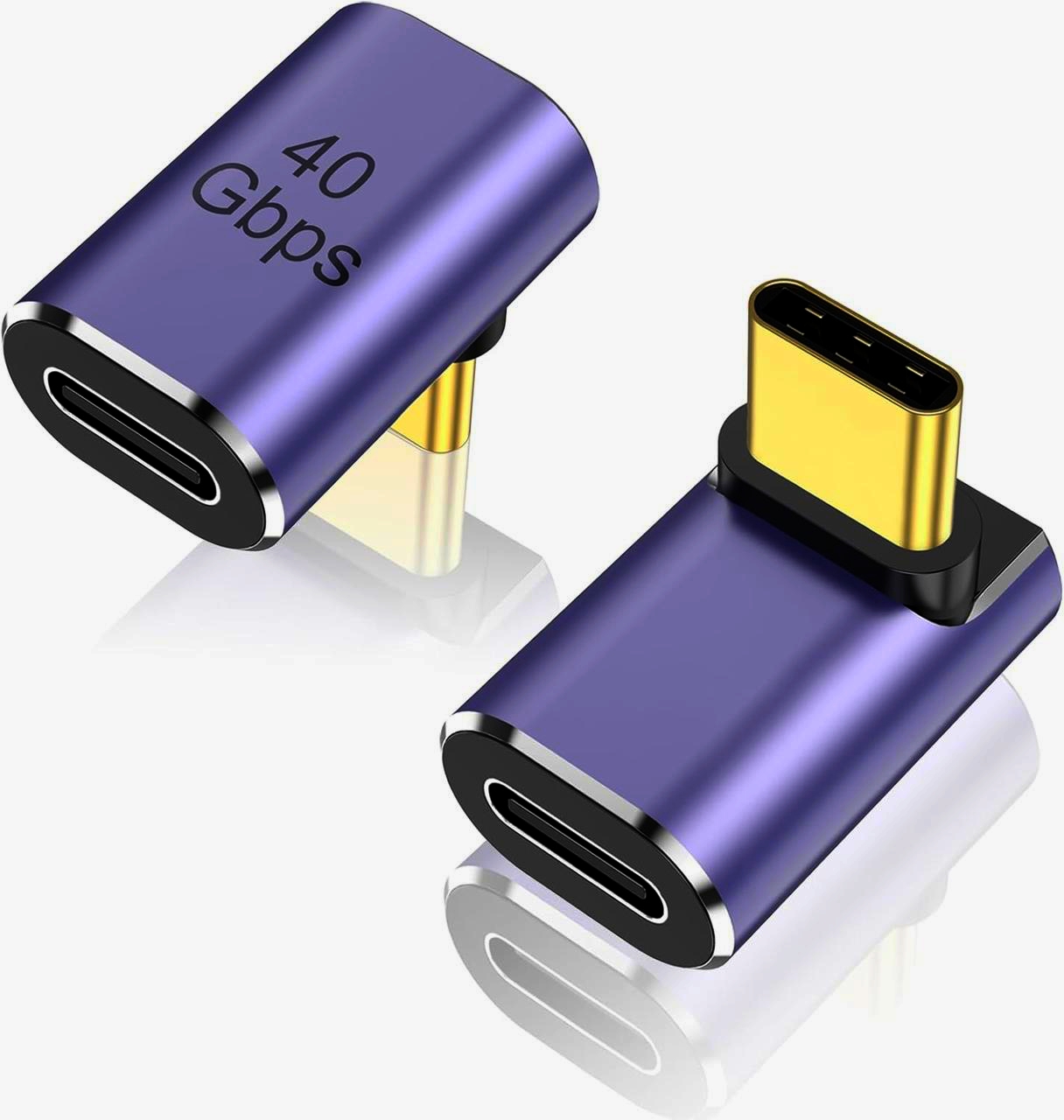 Угловий адаптер USB-C 4.0 I-Taki ADA-USBC4-DFM, позолочений, 40 Гбіт/с, темно-фіолетовий