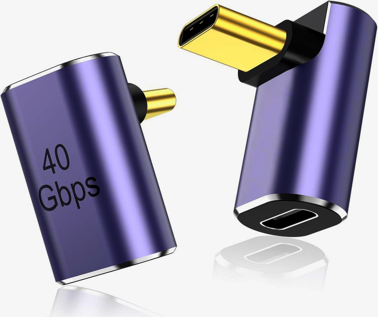 Угловий адаптер USB-C 4.0 I-Taki ADA-USBC4-DFM, позолочений, 40 Гбіт/с, темно-фіолетовий