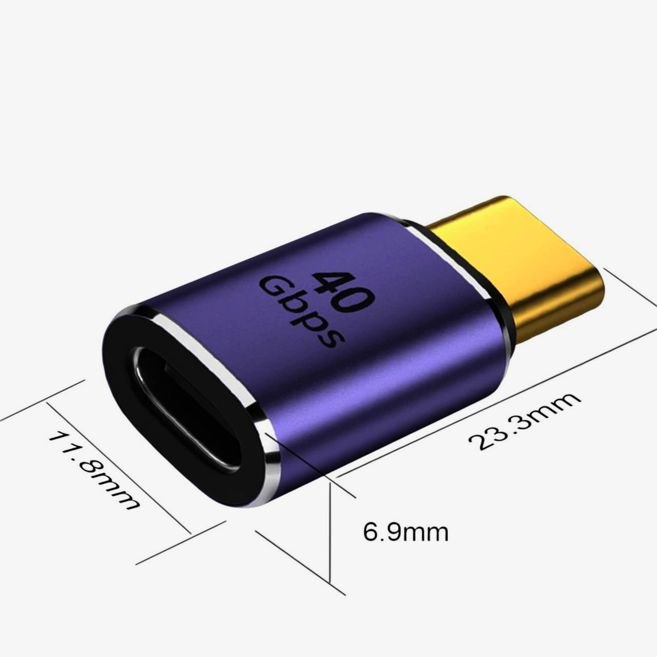 I-Taki USB-C 4.0 адаптер, прохідний, гнізо - штекер, 40 Гбіт/с, темно-фіолетовий
