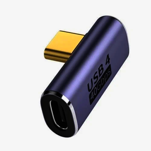 Адаптер USB-C 4.0 кутовий ADA-USBC4-SFM I-Taki, алюмінієвий, позолочений, 40 Гбіт/с