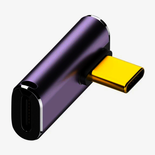 Адаптер I-Taki USB-C 4.0 кутовий 1м ADA-USBC4-SFM алюмінієвий позолочений