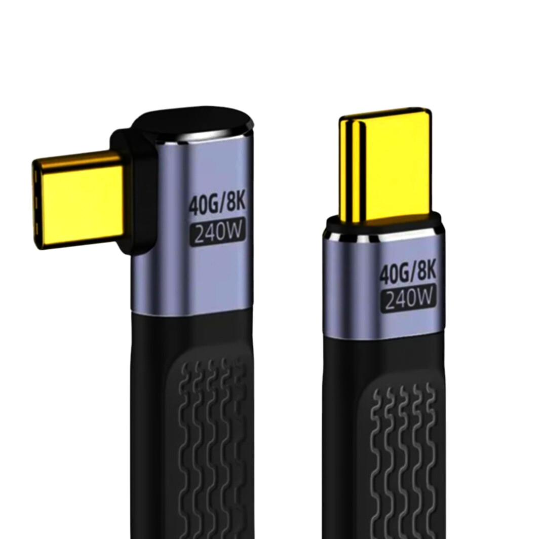 Кабель USB-C 4.0 USBC4-40-AMM 40 Гбіт/с, 240W, кутовий, 0.13 м для швидкої зарядки і передачі 8K