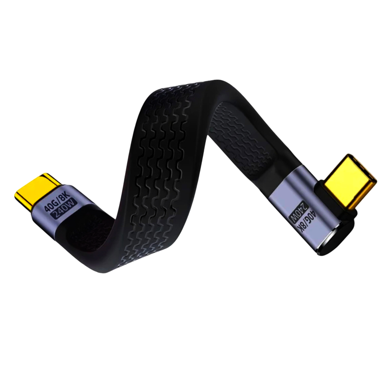 Кабель USB-C USBC4-40-AMM кутовий 0,13 м 40 Гбит/с швидка зарядка 240W темно-сірий