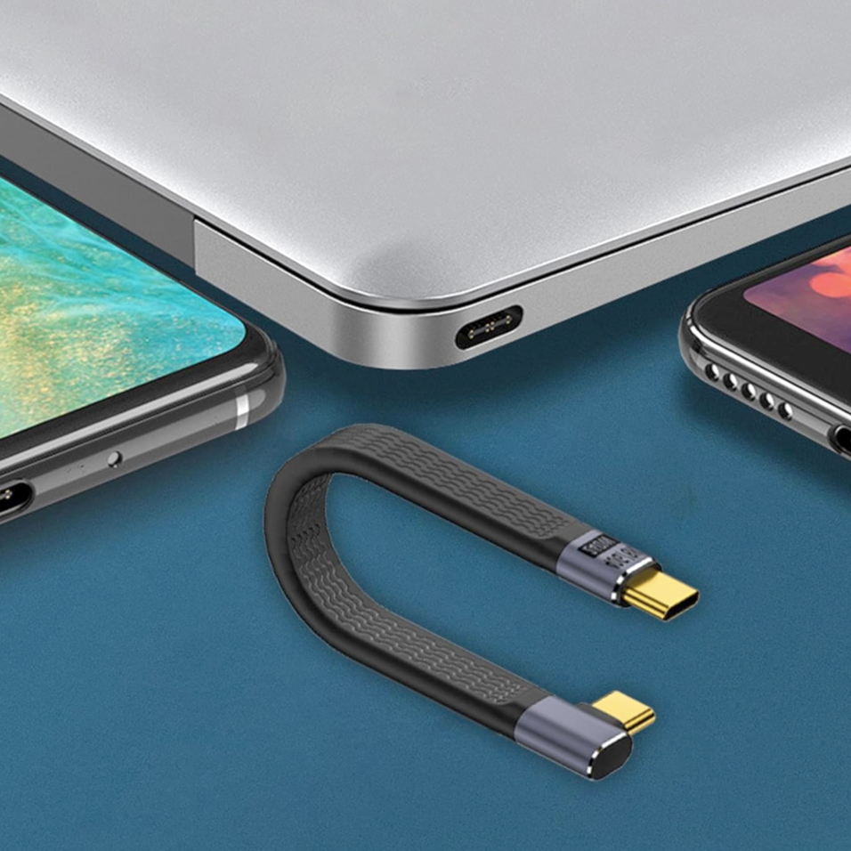 Кабель USB-C USBC4-40-AMM кутовий 0,13 м 40 Гбит/с швидка зарядка 240W темно-сірий