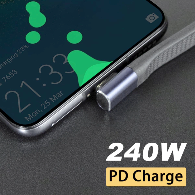 Кабель USB-C 4.0 I-Taki, 13 см, угловий, 8K, 40 Gb/s, швидка зарядка 240W