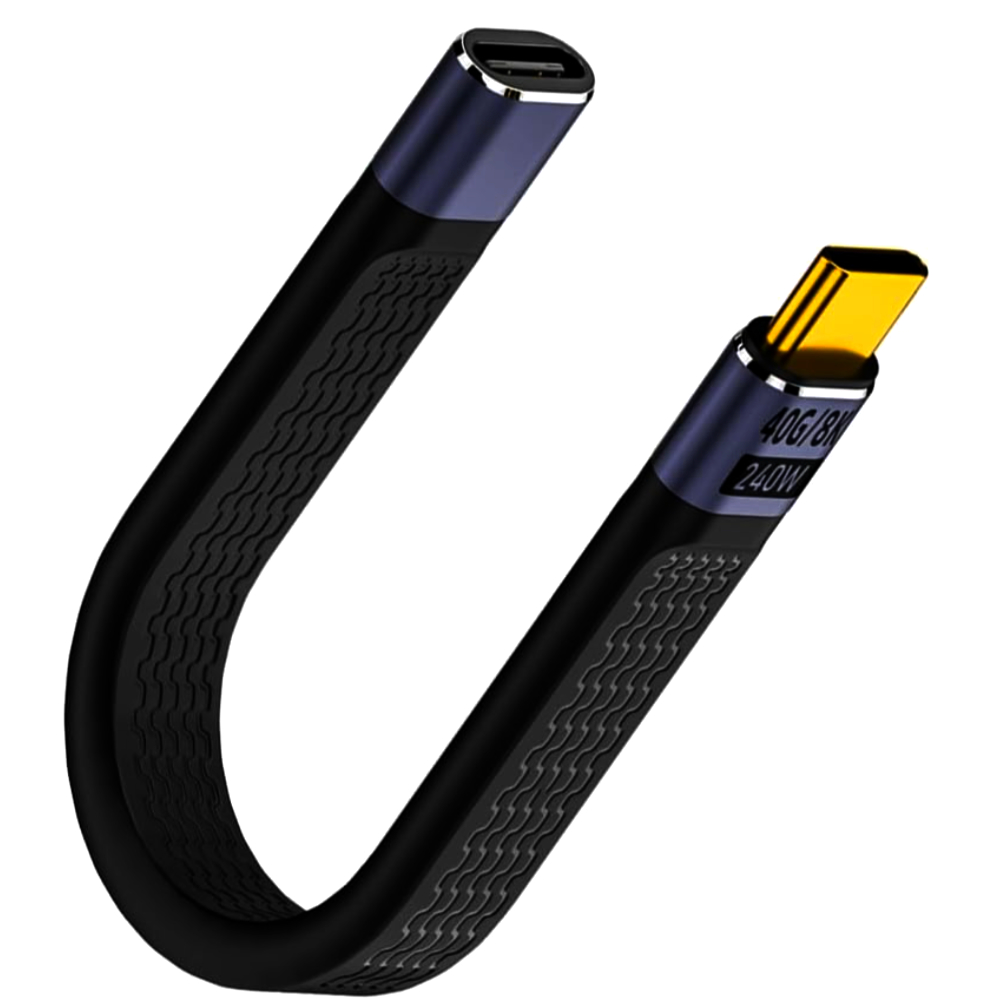 Кабель кутовий USB-C 4.0 0.13м, 240W, 40Gb/s, темно-сірий, підтримка 8K, оригінал
