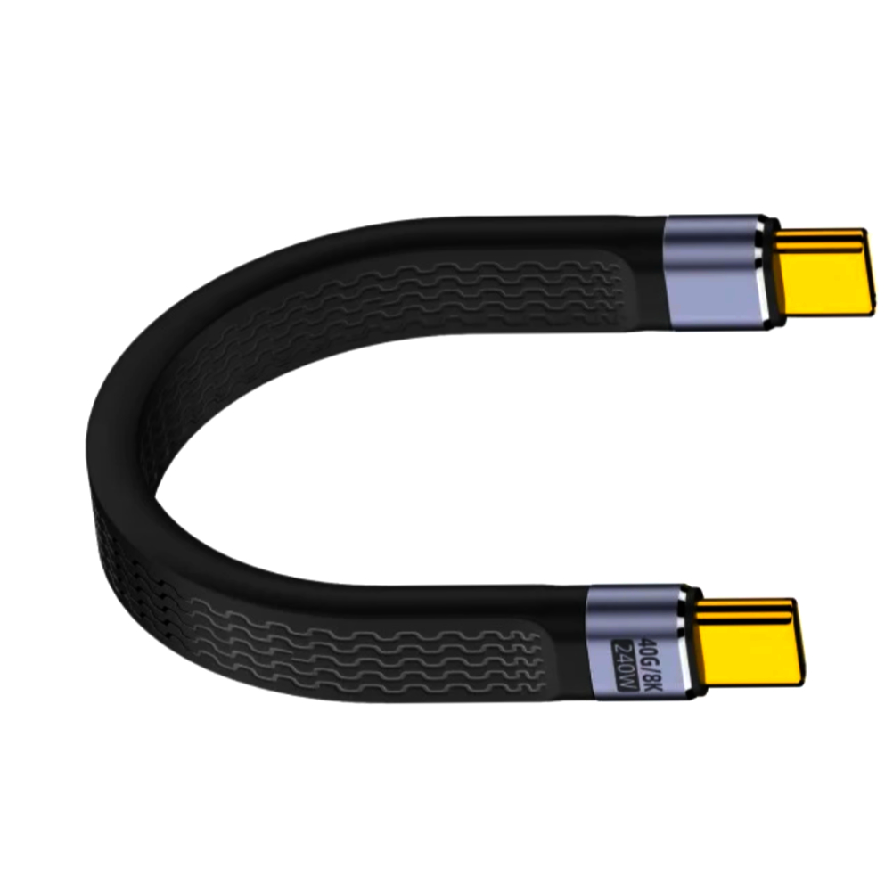 Кабель USB-C 240W 13 см, швидка зарядка 40 Гбіт/с, темно-сірий, оригінал