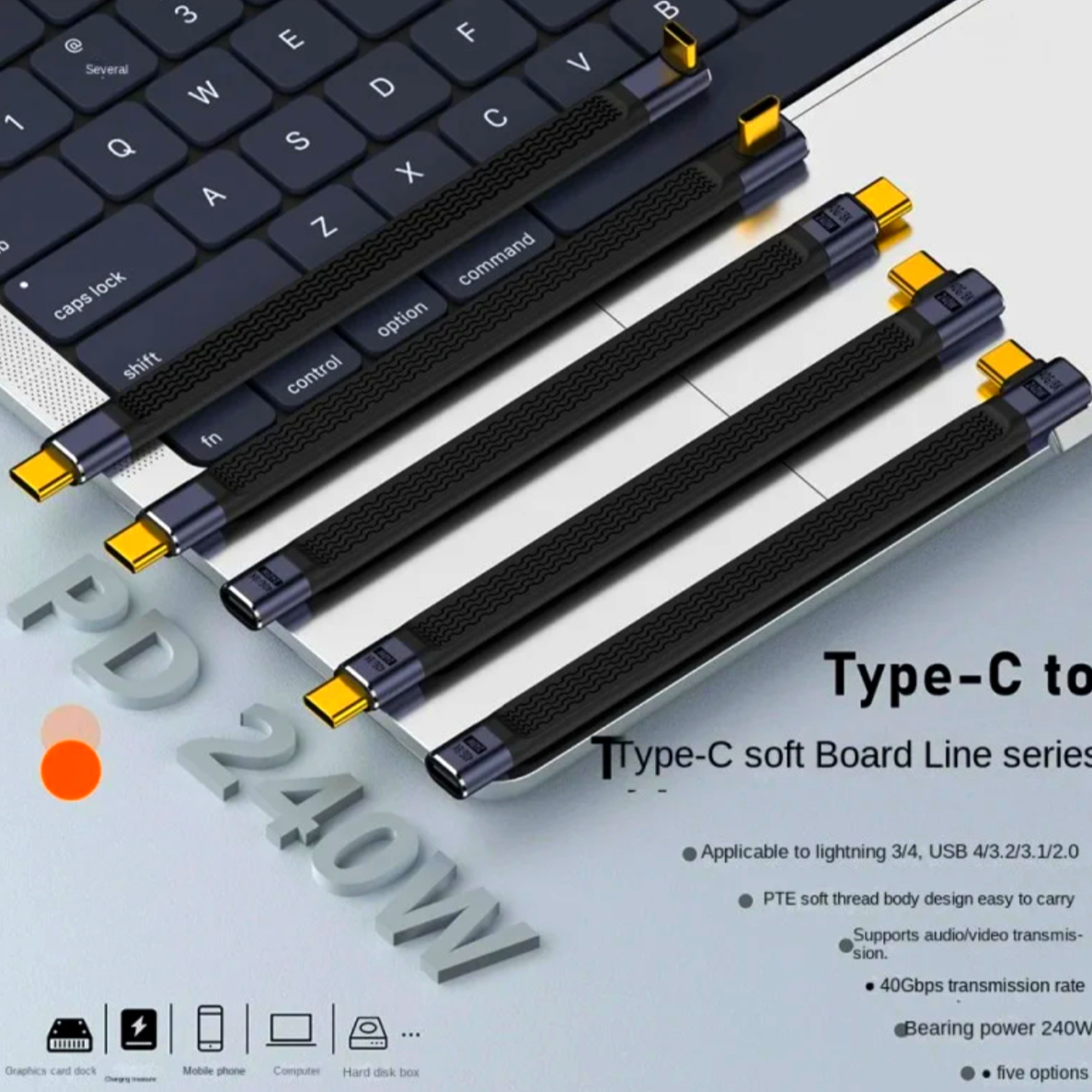 Кабель I-Taki USB-C 4.0 кутовий 13 см, 8K, 40 Гбит/с, швидка зарядка 240W