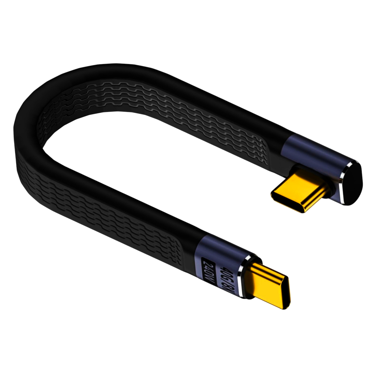 USB-C штекер 13 см кутовий I-Taki, швидка зарядка 240W, 40Gb/s, USB 4.0, 8K