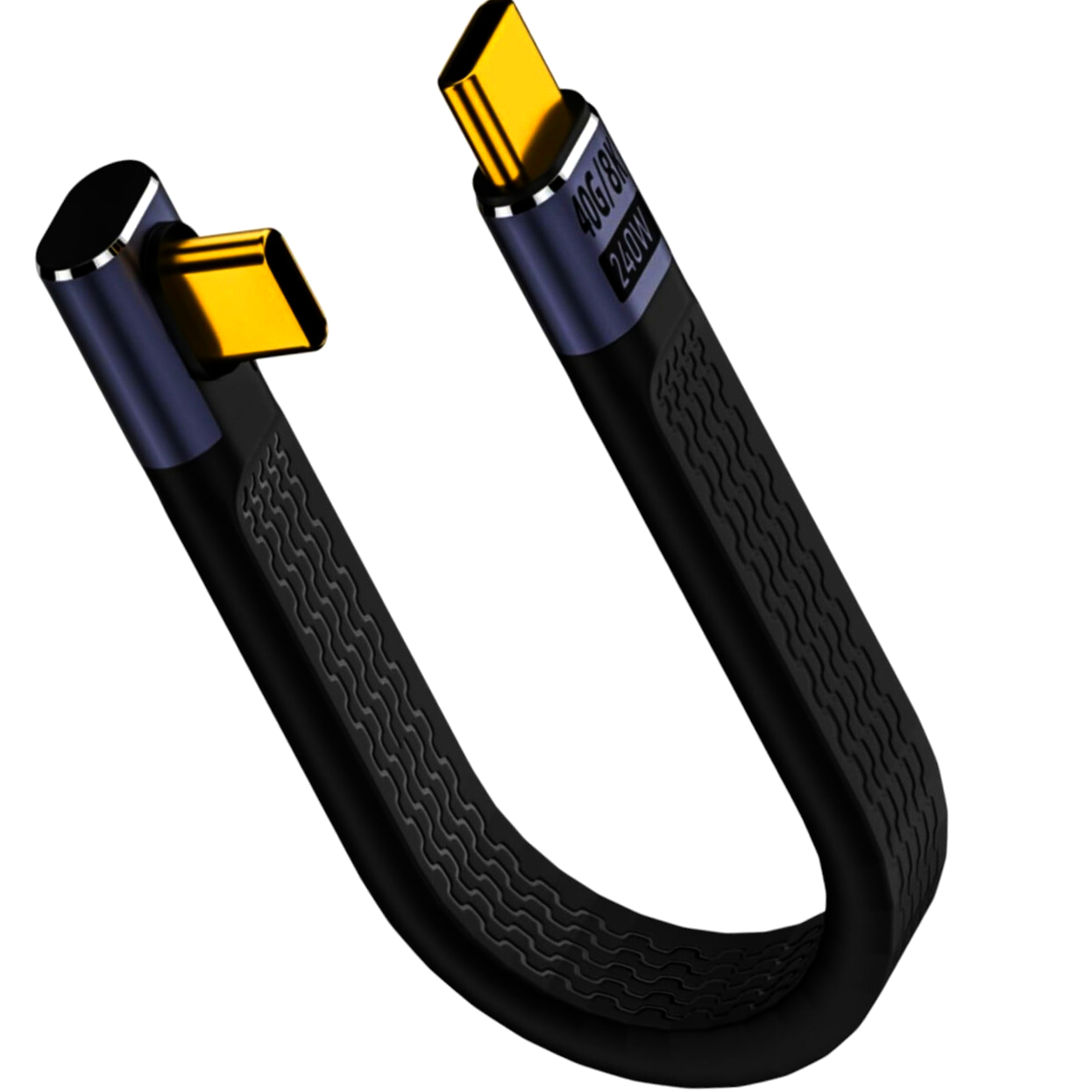 USB-C штекер 13 см кутовий I-Taki, швидка зарядка 240W, 40Gb/s, USB 4.0, 8K