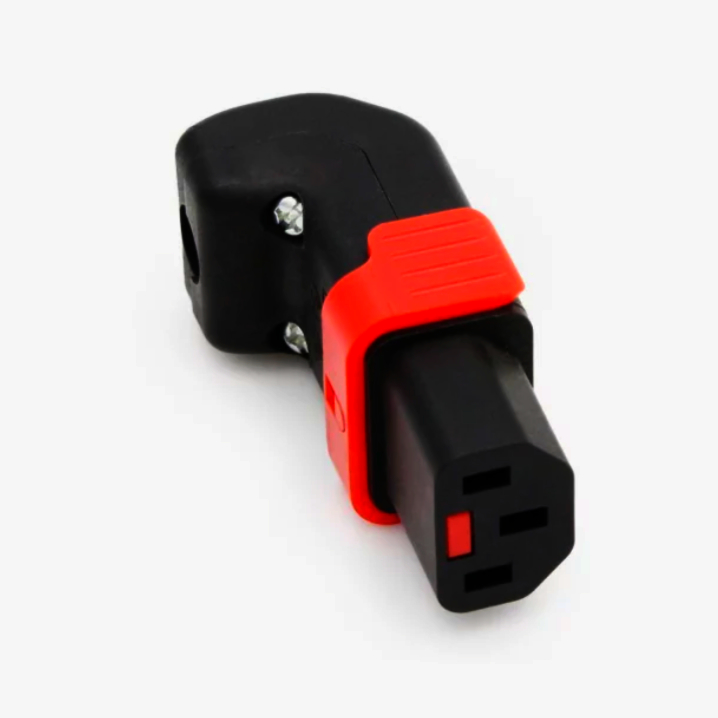 Гнездо C13 Lock Scolmore кутове 3 контакта на кабель 0.75-1.5 мм2, фіксація вгору/вниз