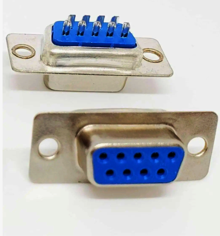 Гнездо D-SUB 9-pin New Tide DB-09F з золотим покриттям, під пайку, метал, 9 контактів