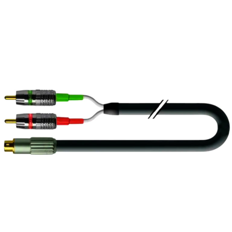 Кабель S-Video 4-pin (1 м) на 2 RCA, позолочені контакти, 1T-V15-01, діаметр 3.4×7.0 мм