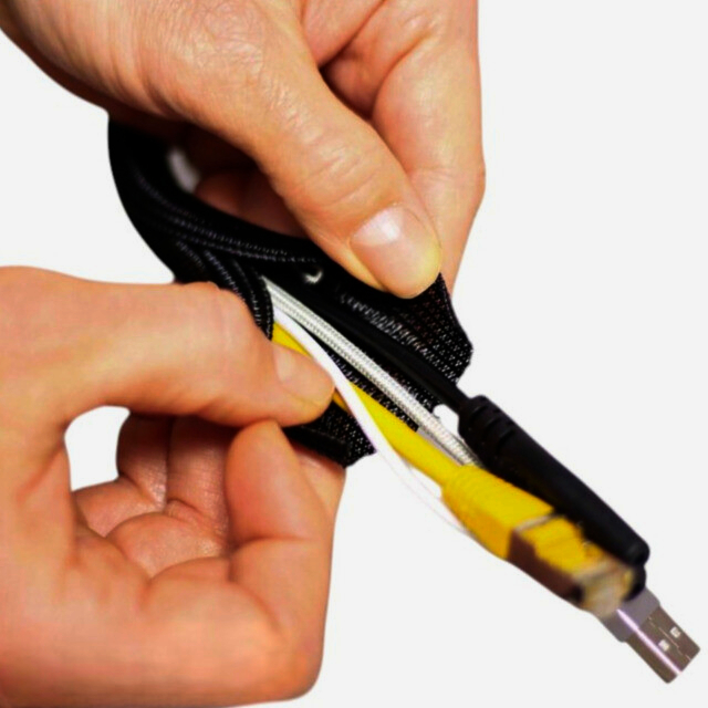 Оплётка JDD Tech 3.8 см, макс. Ø 40 мм, самозакриваючася, 1 м, чорна, захист кабеля SCW-038BK