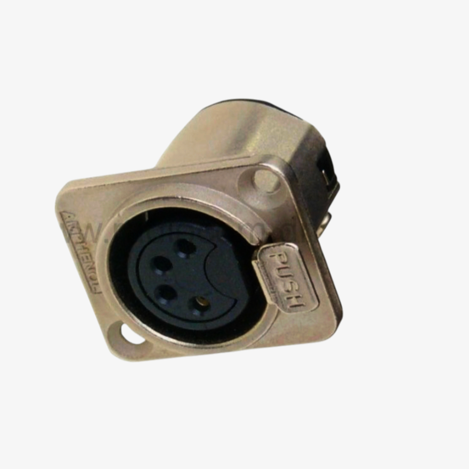 XLR-гніздо MOCO 5pin D-тип для пайки, нікелевий корпус, панельне, для аудіо систем