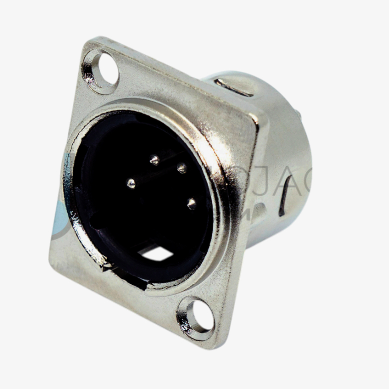 Гнездо XLR-P4F MOCO 4-контактне з D-фиксацією, пайка, нікель, 1 шт., для аудіосистем
