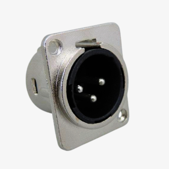 Разapos;єм XLR-P3M MOCO 3-контактний штекер D-посадка під пайку, нікель для акустики і мікшерів