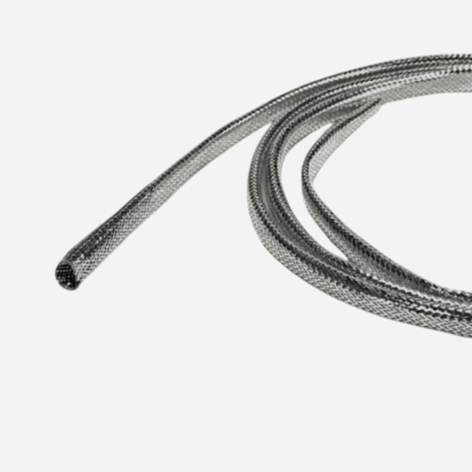 Плетена оплетка TechFlex 1 м срібляста для кабеля, шланга і трубки, діаметр 1.27-1.9 см