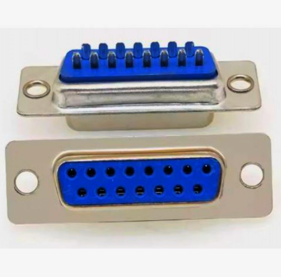 Разʼєм D-SUB DB-15F (New Tide, Тайвань) 15 контактів, дворядний, під пайку, золото