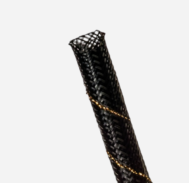 Оплітка Techflex чорна-золота 0.95 см для захисту проводів Ø 8-15.9 мм, 1 метр