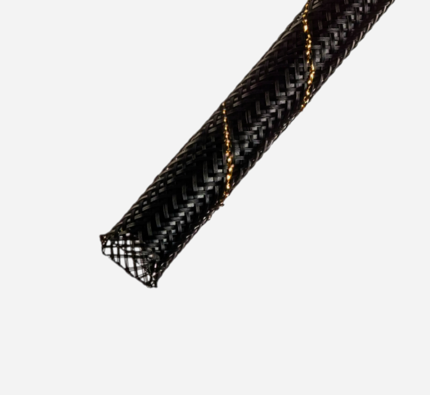 Оплітка Techflex чорна-золота 0.95 см для захисту проводів Ø 8-15.9 мм, 1 метр