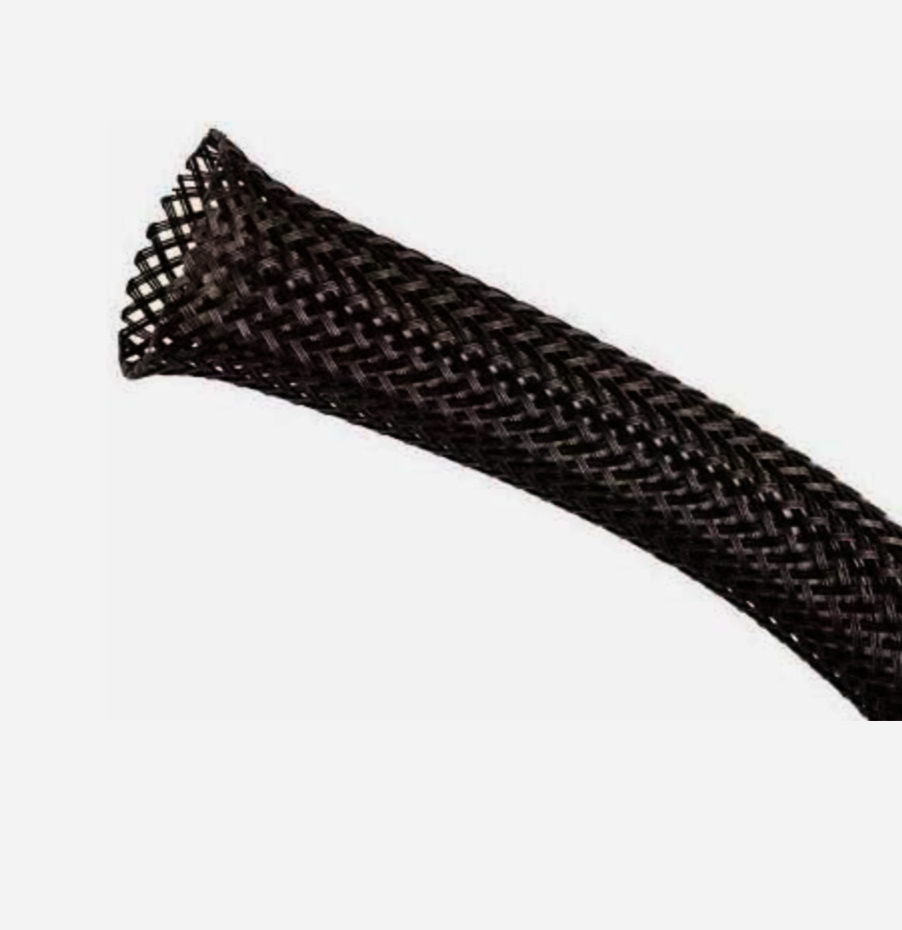 Оплітка Techflex FLEXO PET 1.9 см чорна, розтяжка 12.7-27.9 мм, 1 м, зносостійка захист кабелів