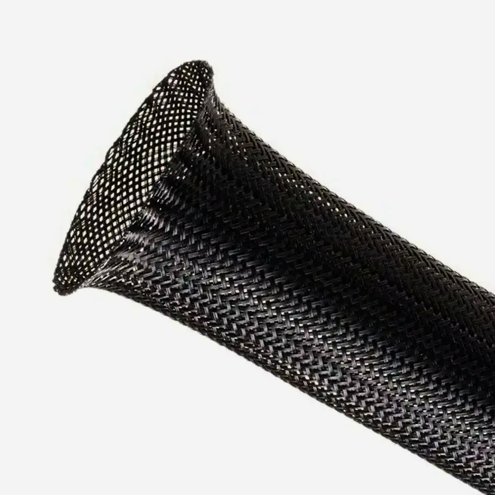 Кабельна оплетка Techflex CleanCut 1 м, еластична, плотне плетення, 3.81 мм, чорна