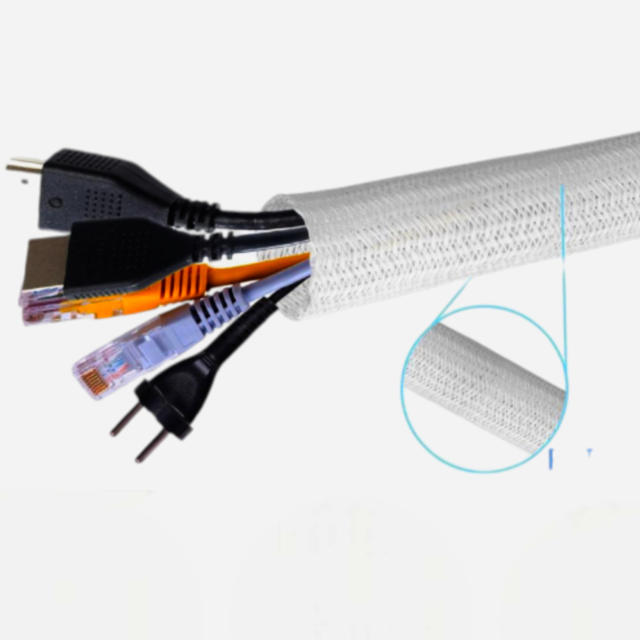 Еластична оплетка Techflex F6N0.25WH, 1 м, біла, 0.63 см, перекриття 25%, самозакриваючася